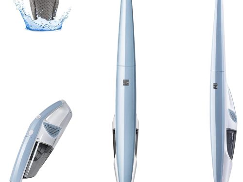 Cordless Stick Vacuum Lightweight 2-in-1 Handheld, LED Headlight with 2-Speed Power Control for Hardwood Floor, Carpet & Pet Hair, 16 Volts, Gray-Blue