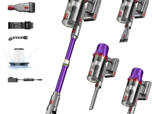 Cordless Vacuum Cleaner for Home - Powerful Stick Vacuum with HEPA Filter, 55-Min Runtime, LED Light, Anti-Tangle Brush, Detachable Battery,Lightweight Vacuum for Pet Hair,Carpets & Hard Floors