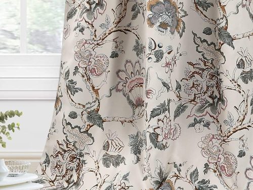Blackout Curtains 84 Inch Length 2 Panels Set Floral Print Curtain Drapes for Living Room Thermal Insulated Grommet Window Curtains for Bedroom - Traditional Floral in Sage and Brown