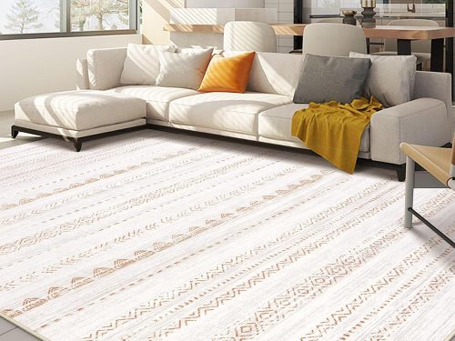Area Rug Living Room Rugs: 5x7 Washable Boho Large Neutral Farmhouse Soft  Stain Resistant Indoor Carpet for Bedroom Nursery Kids Playroom Office Dining Room Home House Decor- Brown
